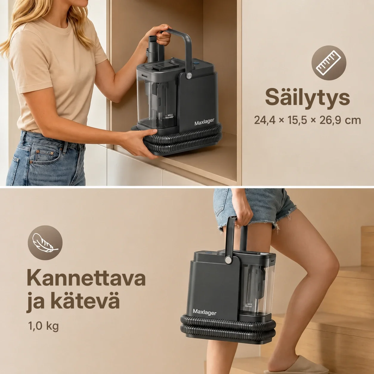 Maxlager Tekstiili- ja mattopesuri 800 W – 16 kPa tahrojen poistoon sohvilta, auton verhoilusta ja matoilta