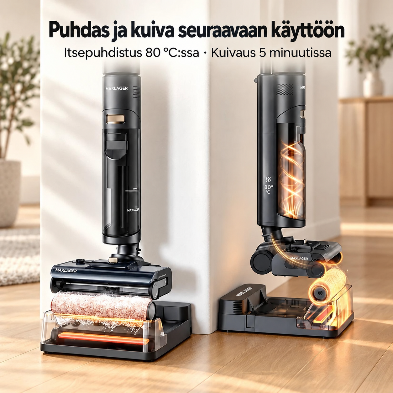 Maxlager S7 Pro – Johdoton moppaava imuri – Itsepuhdistus ja jopa 50 min akunkesto
