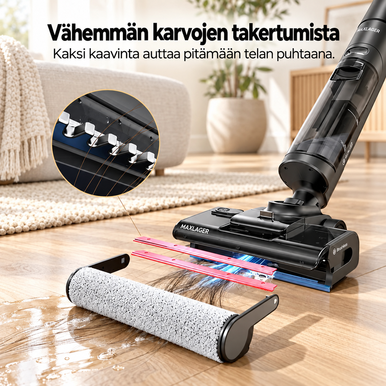 Maxlager S7 Pro – Johdoton moppaava imuri – Itsepuhdistus ja jopa 50 min akunkesto