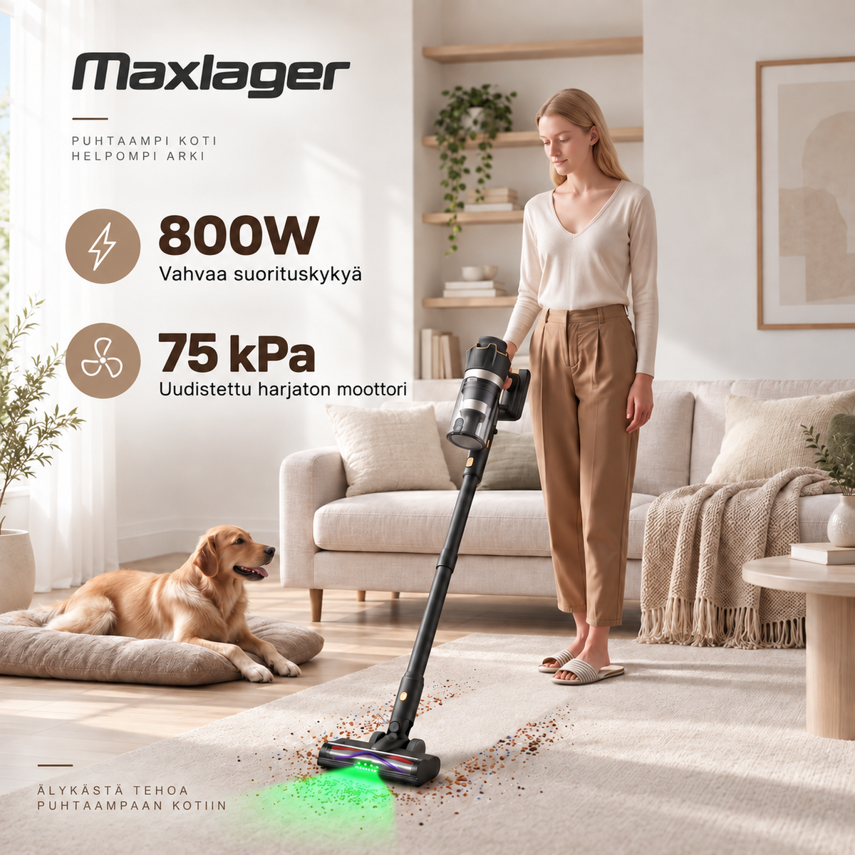 Maxlager V30 Pro – Johdoton imuri 800 W, 75 kPa ja jopa 95 min akunkesto