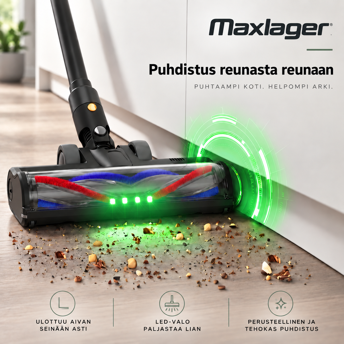 Maxlager V30 Pro – Johdoton imuri 800 W, 75 kPa ja jopa 95 min akunkesto