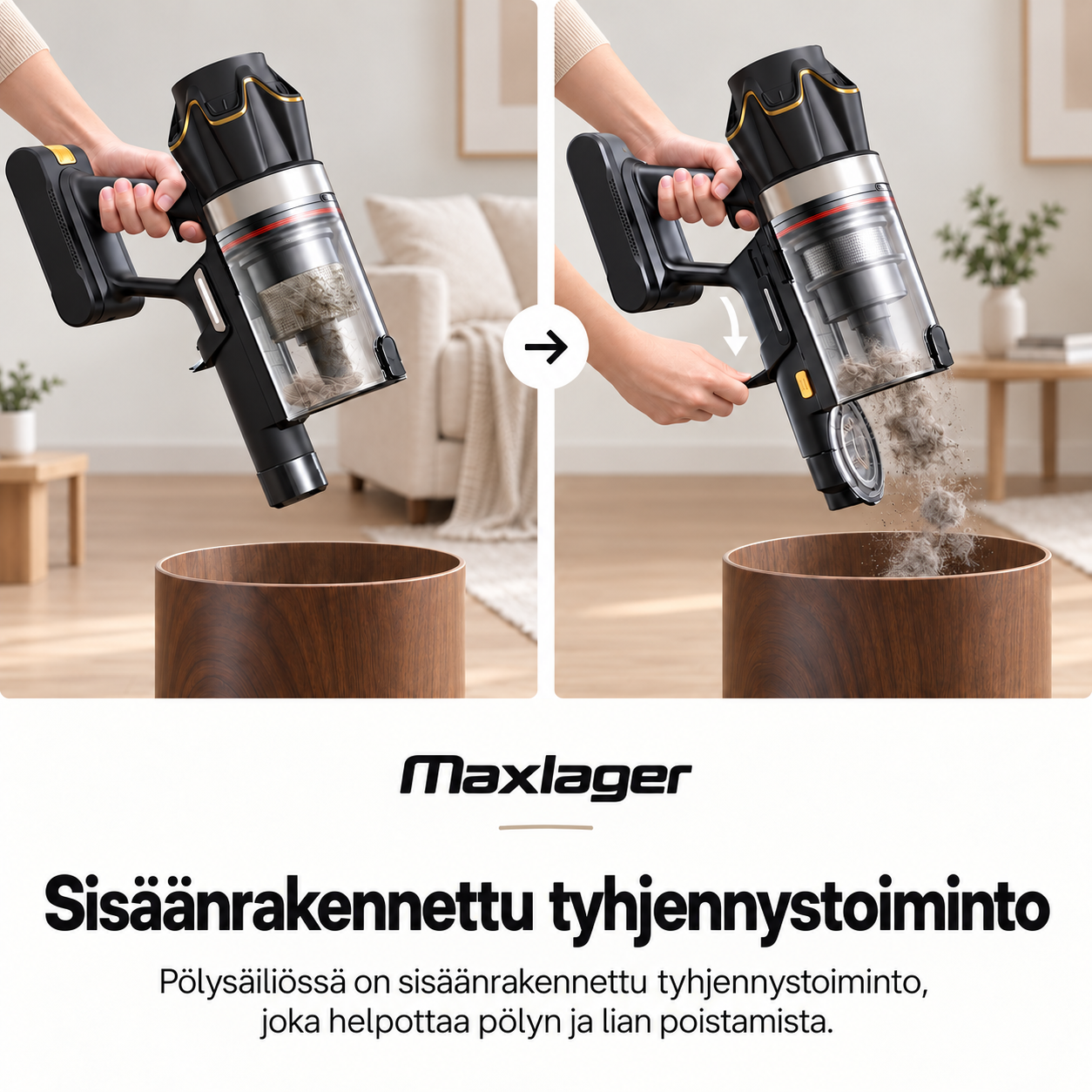 Maxlager V30 Pro – Johdoton imuri 800 W, 75 kPa ja jopa 95 min akunkesto